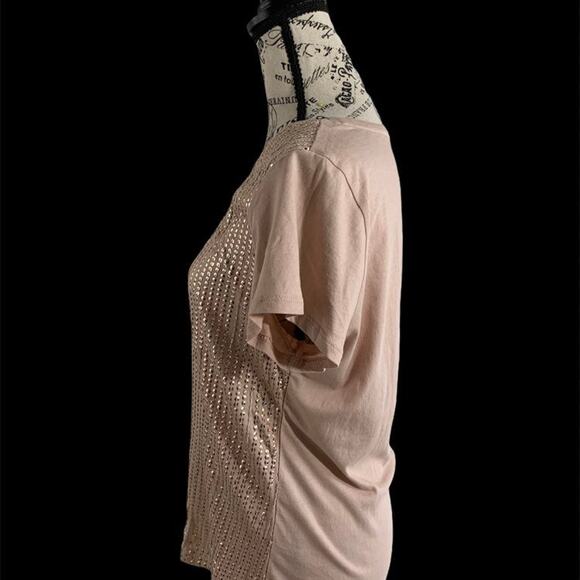 Ann Taylor Loft Beige Sequin Bling Embellished Top Shiny Glam Women's LP NEW - Picture 3 of 8